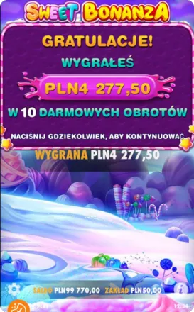 Wynik rundy darmowych obrotów w Sweet Bonanza